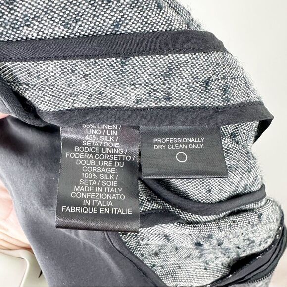 Narsico Rodriguez Linen/Silk Nubby Gray Sheath Dress w/Black Color-block Back 6 - Picture 11 of 15